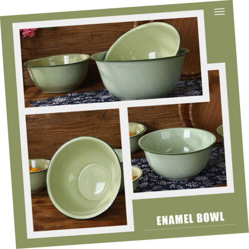 Large Vintage Enamel Bowl Thickened Deep Basin for Mixing Serving and Decorative Kitchen Use 1