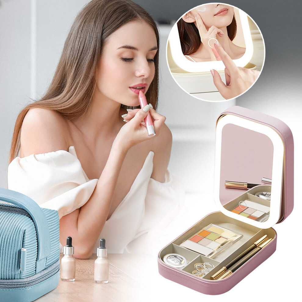 Miayilima Clearance Desktop Ornament Makeup mirror *1 Charging cable *1 Makeup bag with LED mirror pink