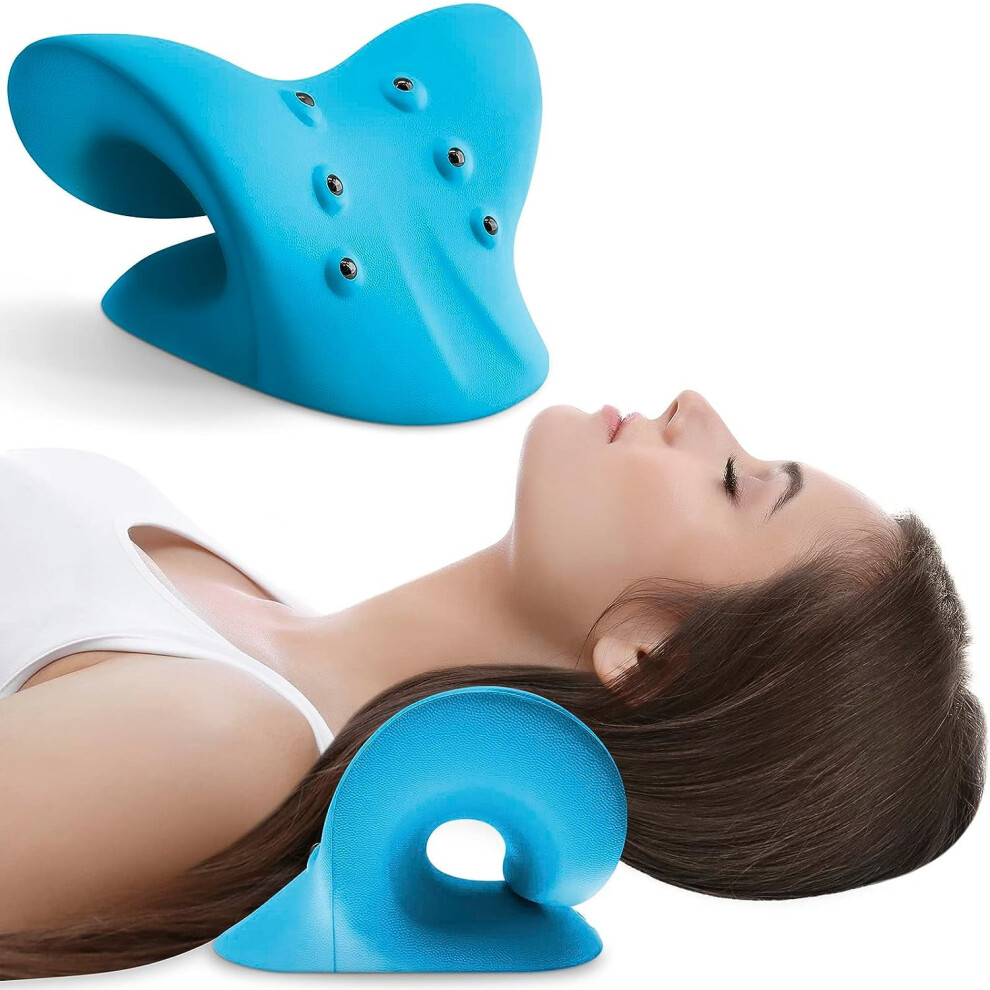 Blue Neck Stretcher Neck Cloud Cervical Traction Device Neck Hump Corrector With Magnetic Therapy