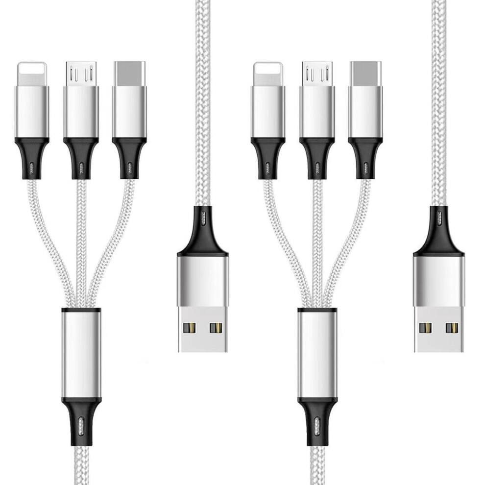 Multi Charging Cable 2Pack 4Ft 3 In 1 Nylon Braided Multiple Usb Fast Charging Cord Adapter Type C Micro Usb Port 9085618713727
