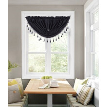SAMIMPORT-2011 Kids Black Solid Print Rod Pocket Blackout Window Valances, 48” x 38”