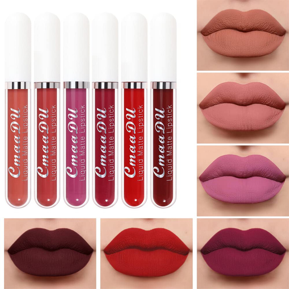 Matte Liquid Lipstick Set #2 with  Pigment Waterproof Gloss, LongLasting Moisturizing Velvet Finish