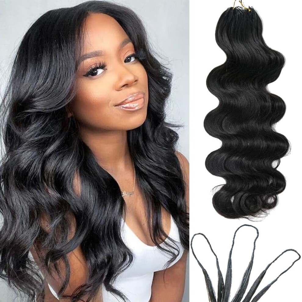 Unisex 18 Inch Body Wave Human Hair Crochet Braids Knotless Pre Looped Virgin Extensions 100 Strands