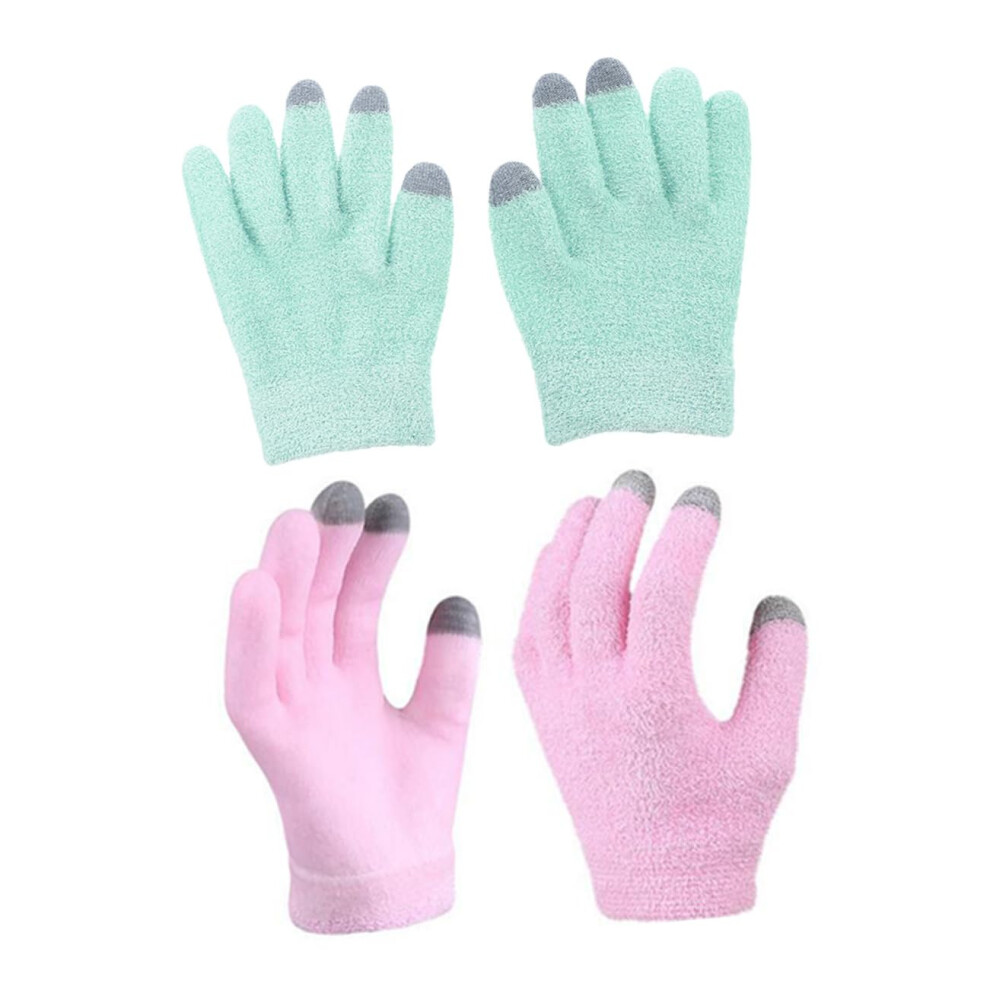 2 Pairs Moisturizing Gel Gloves for Dry Cracked Hands with Touchscreen Fingers for Overnight Hydration