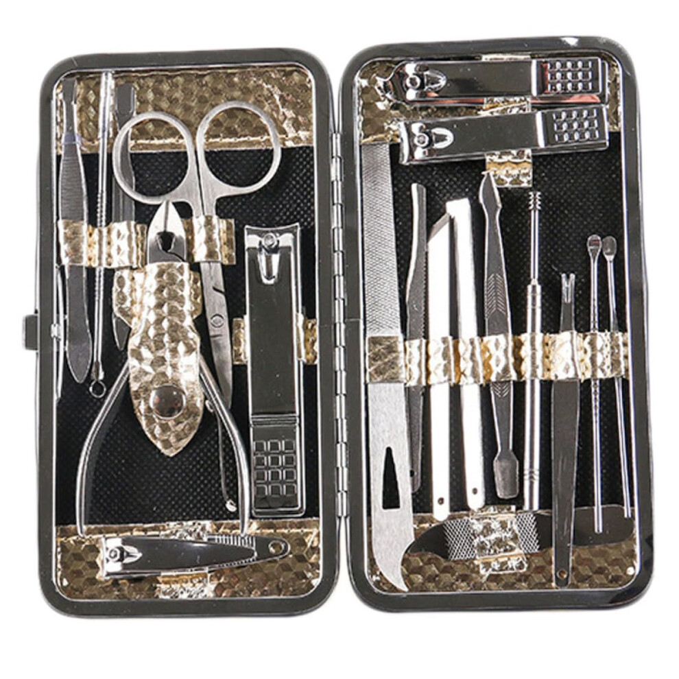Manicure Set 19Piece Professional Nail Clipper Kit for Men and Women Compact Travel Grooming