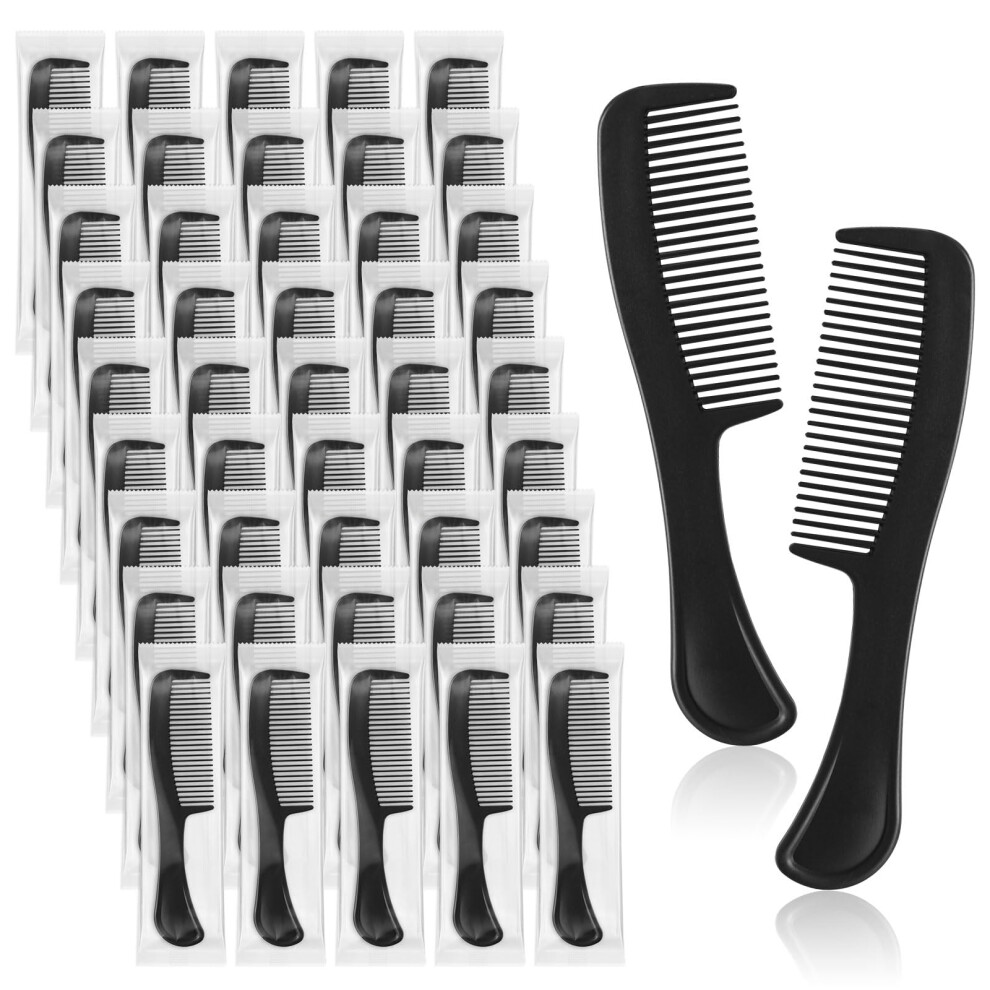 Unisex Black Disposable Hair Combs 200 Pack Plastic Individually Wrapped Hygienic Bulk For Hotels Shelters