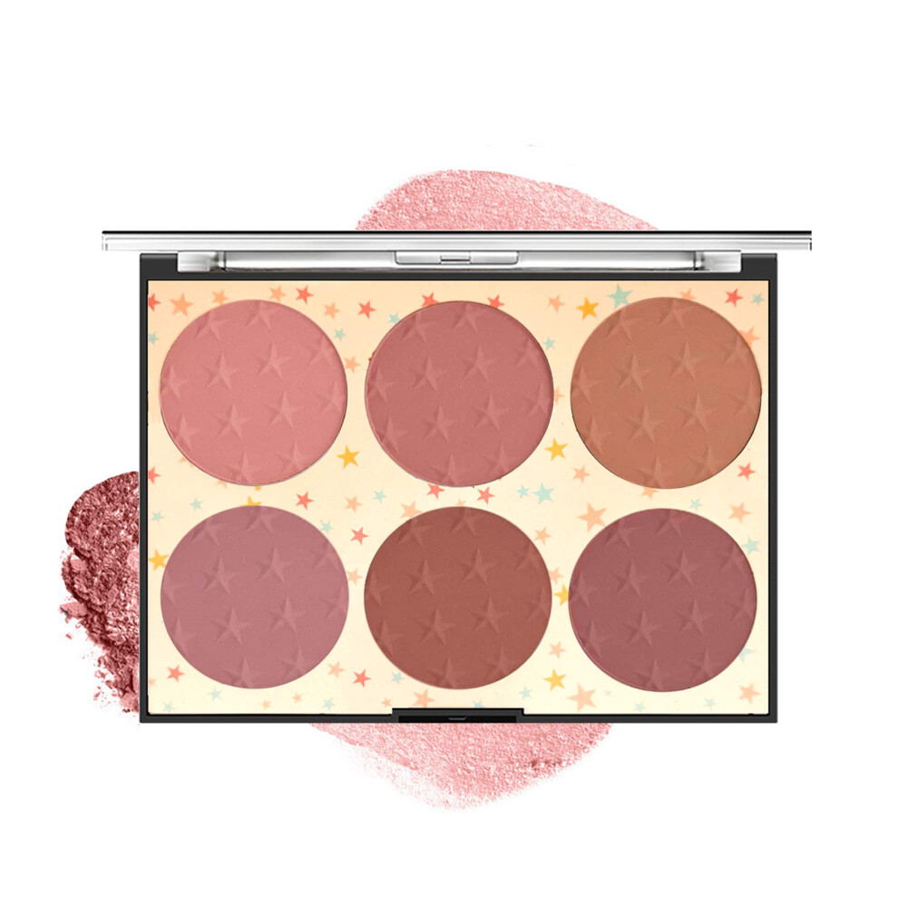 6 Color Blush Palette Matte and Shimmer Face Makeup Palette Long Lasting Smooth Blendable