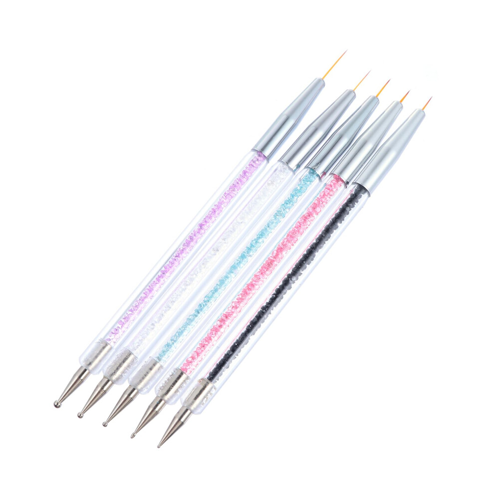 BESTYASH 5pcs DualEnded Nail Art Brush Set with Ergonomic Grip and Precise Tips for Salon and Home