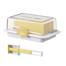 Butter Dish with Lid Airtight Butter Keeper Cheese Storage Box with Slicer White 7.28x4.33x2.68