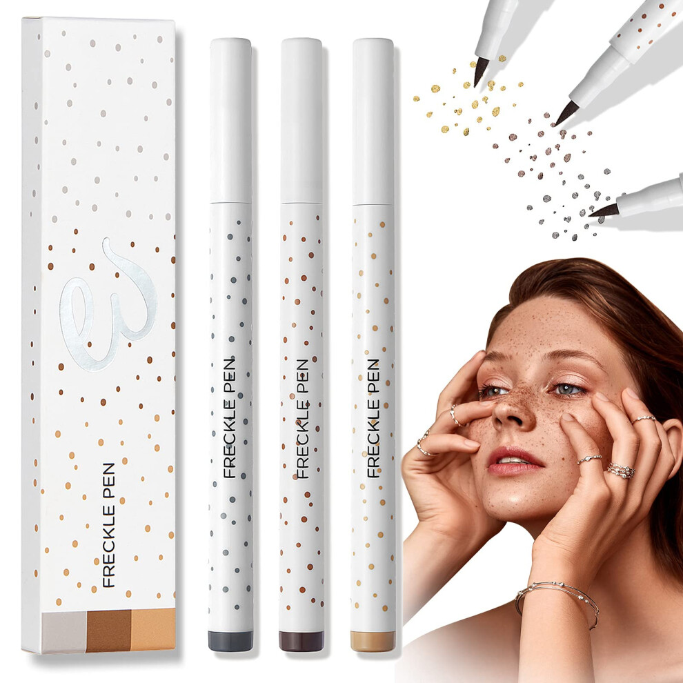 Freckle Pen Set Waterproof LongLasting Natural Fake Freckles Makeup with Ultrafine Tip 3 Colors