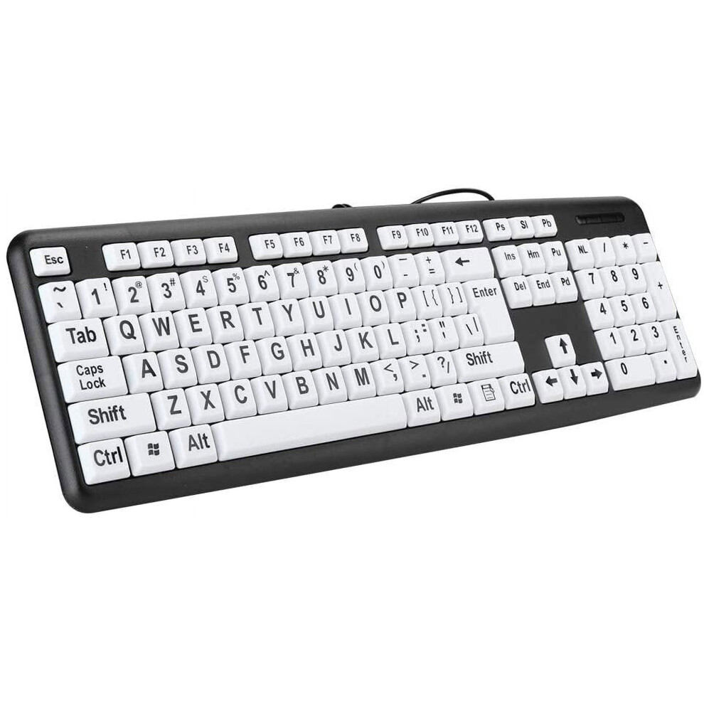 Elderly Keyboard, 104 Keys Qwerty Layout Keyboard Large Font Print Usb Wired Keyboard Standard Full Size Computer 9085618714434