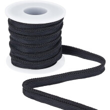 10 Yards Black Cord-Edge Piping Trim 3/8 inch Wide Flat Twisted Lip Cord Braid Ribbon for Dress Costume Sewing Home Textile Decoration 2mm Thick
