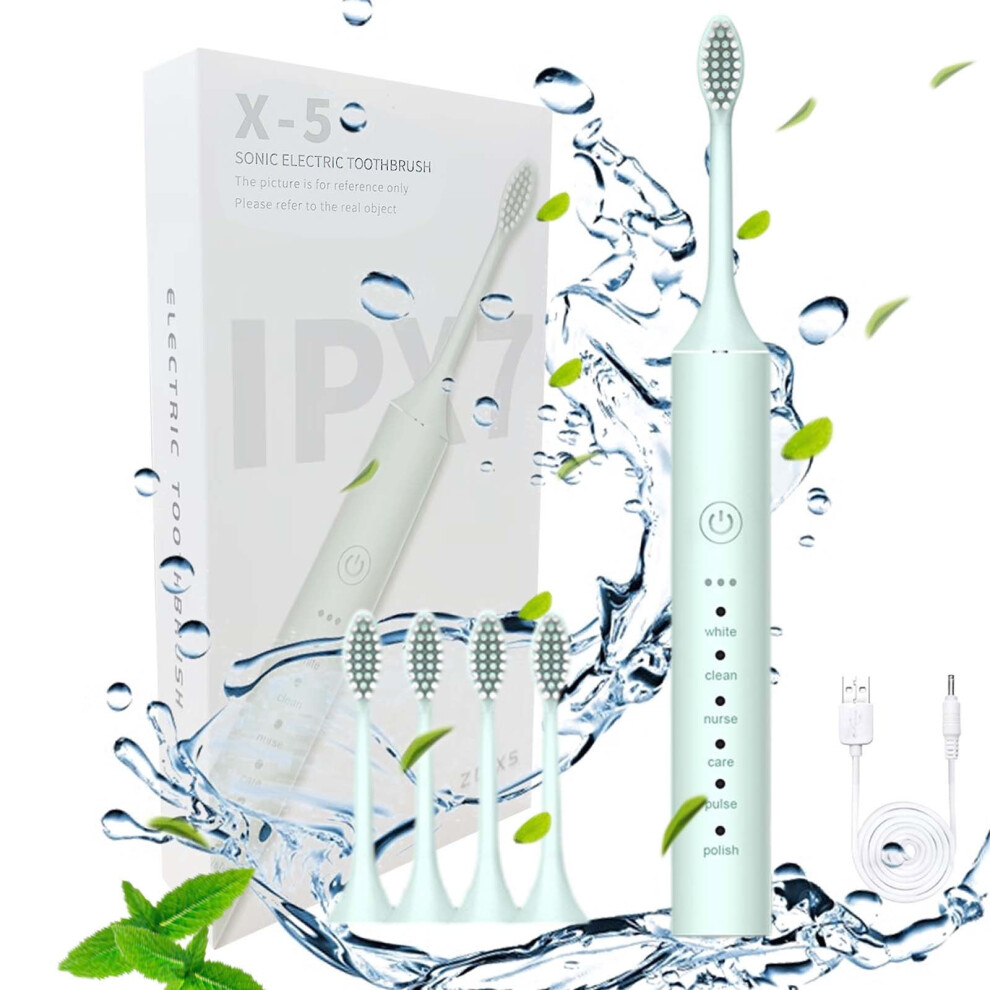 Kayannuo Electric Toothbrush with 4 Brush Heads, Smart 6-Speed Timer, IPX7 Waterproof, Newly Upgraded for Longer Life - Compatible with Replacement