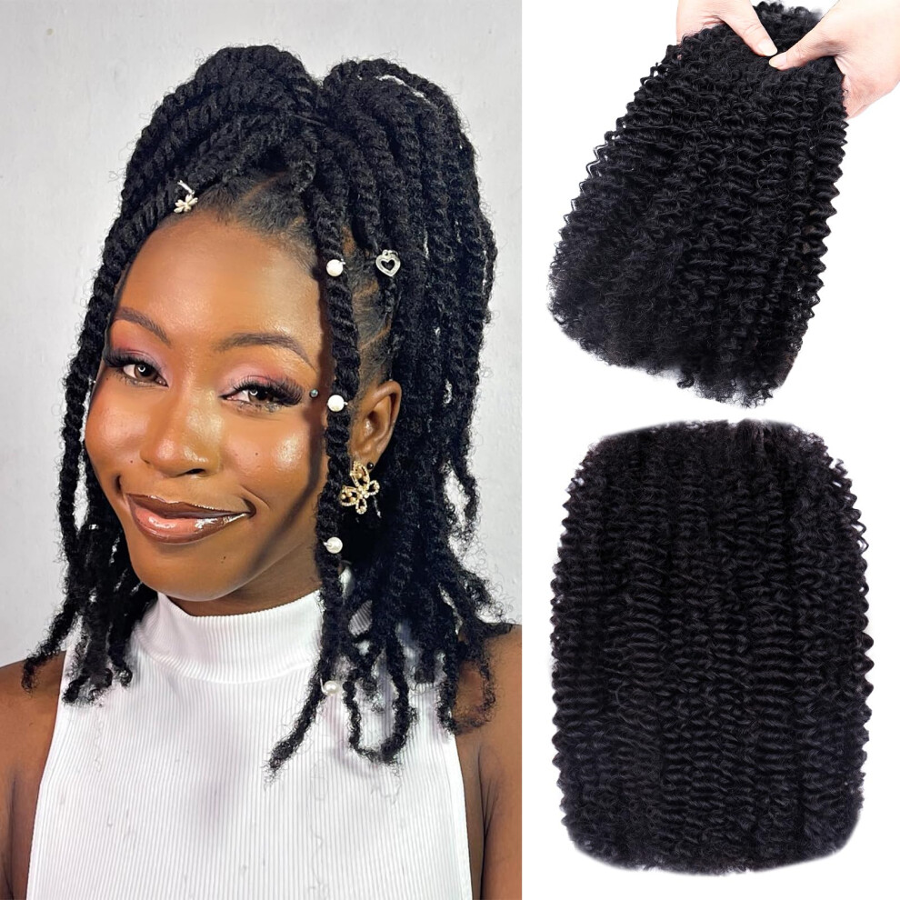 Unisex Black Afro Kinky Human Hair For Dreadlocks And Loc Extensions, Natural 14 Inch Bulk Hair