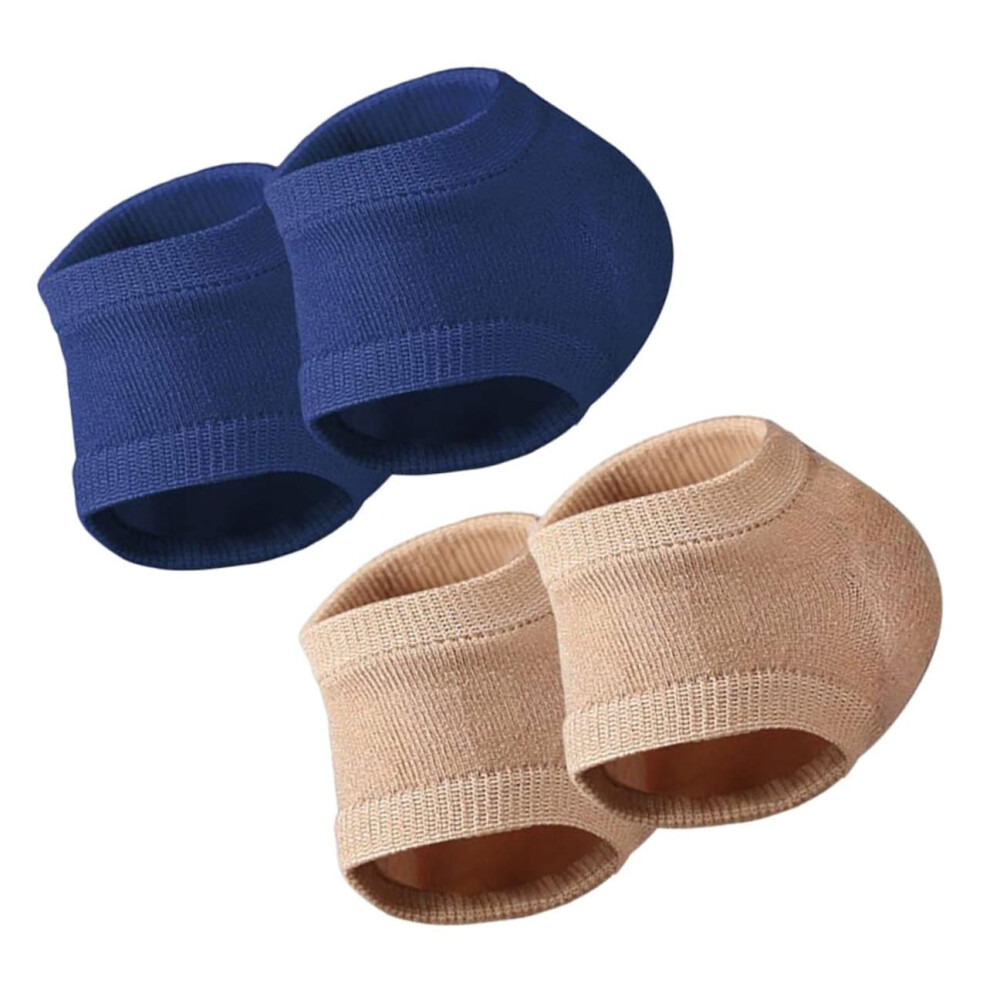 Moisturizing Heel Socks with Deep Hydration Gel, Toeless Design for Cracked Feet, 2 Pairs Skin Tone
