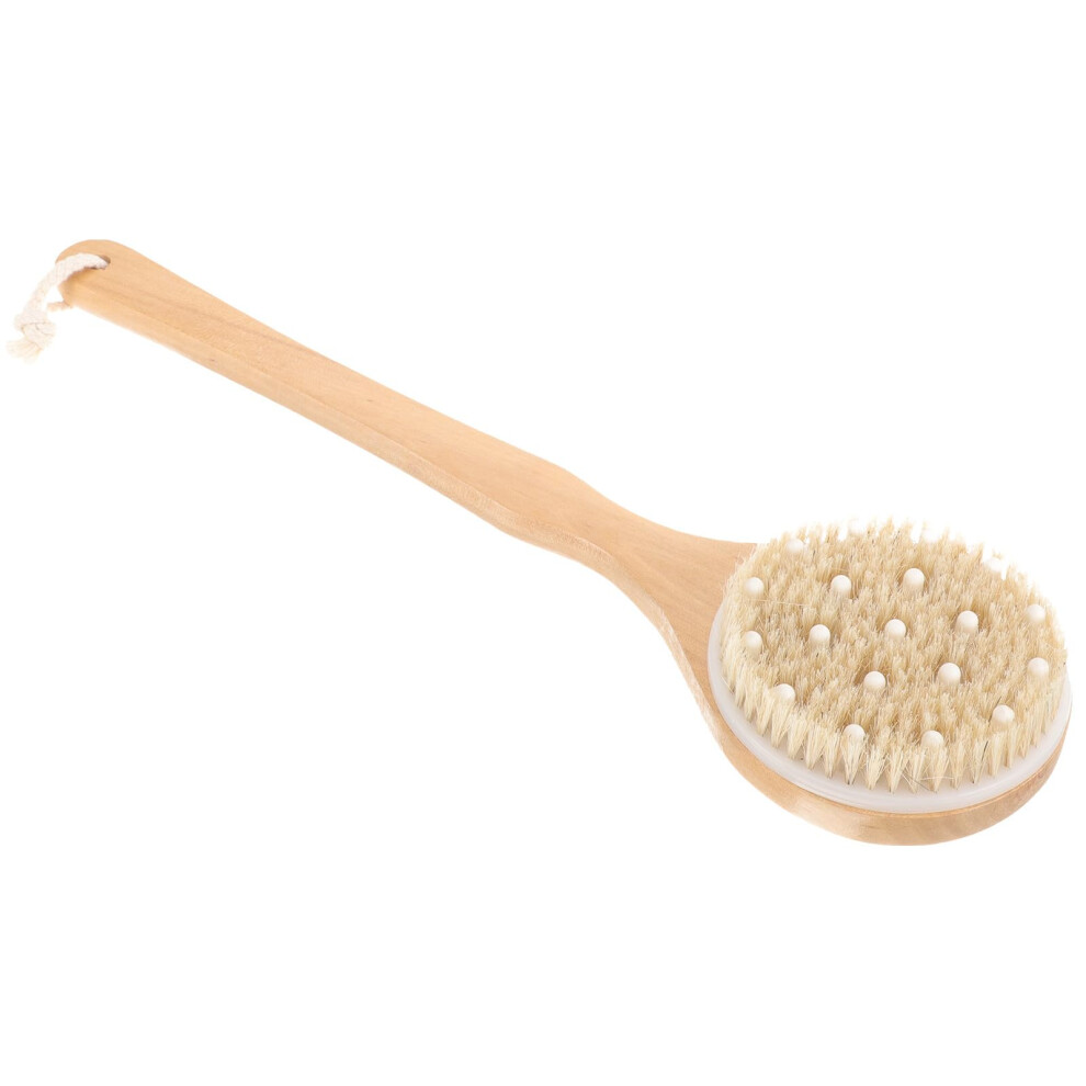 Shower Back Brush with Long Handle Natural Boar Bristles for Dry Brushing and Back Exfoliation