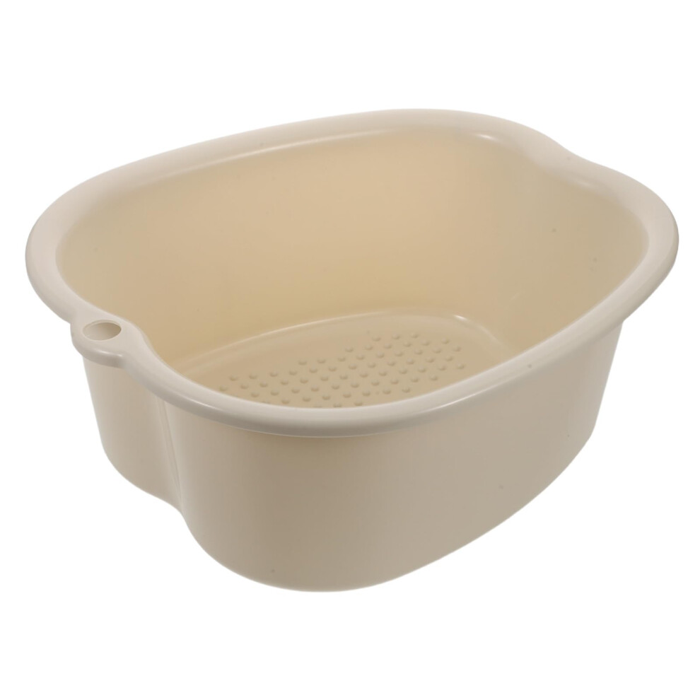 Beige Plastic Foot Soaking Tub With Massage Points, Spa Basin For Home And Pedicure Prep