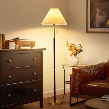 Elegant Minimalist Floor Lamp with Pleated Shade, SpaceSaving Reading Light for Living Room