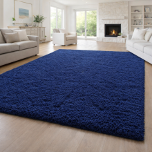 (160x230cm Extra Large Area Rug) Navy Blue Shaggy Rug - Thick Pile Faux Fur Shaggy Rug