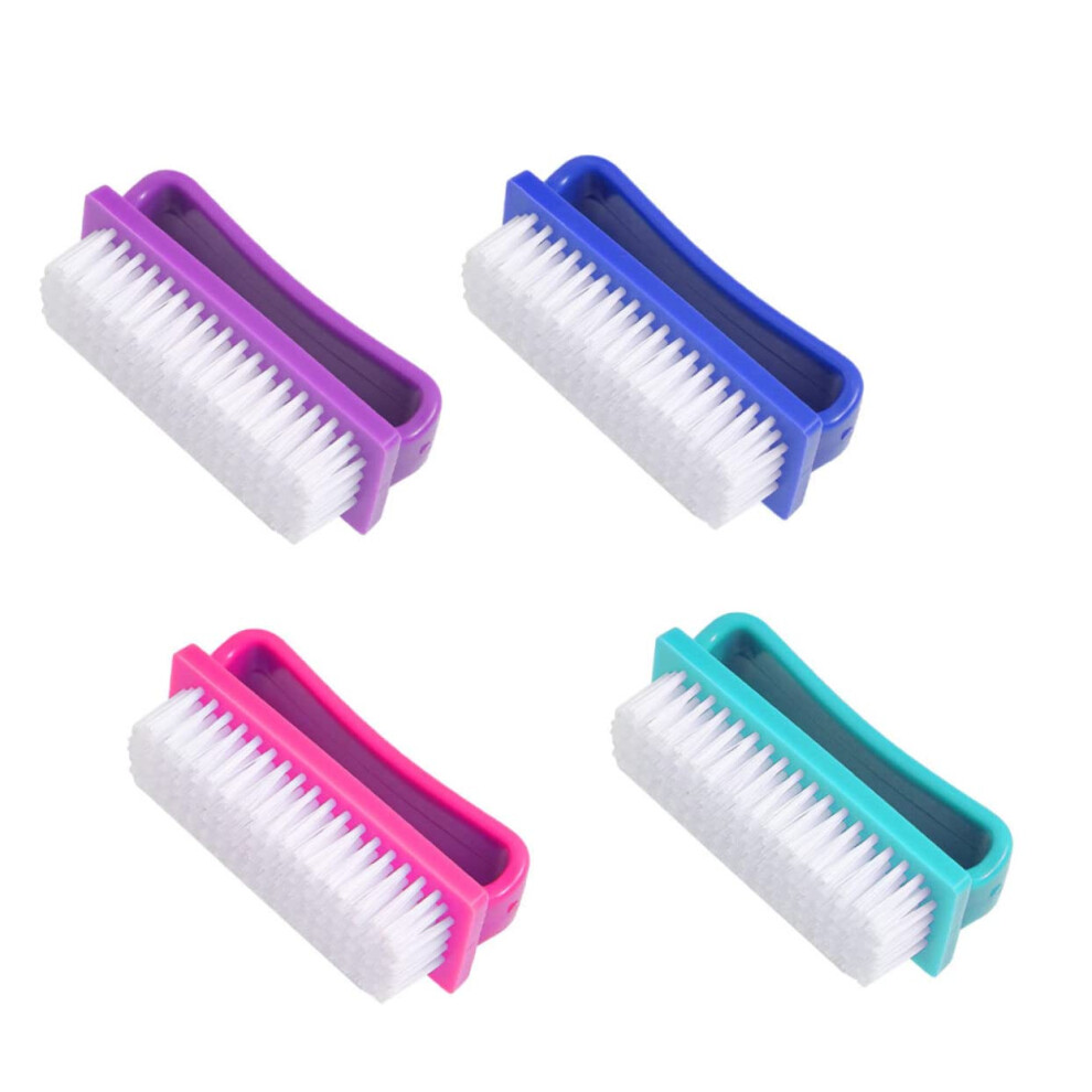Nail Cleaning Brush with Handle for Gentle Debris Removal, Soft Bristle Manicure Brush 4pcs MultiColor