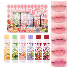 Tinted Lip Balm Set with Deep Hydration, Six Fruit Flavors, Natural Tint for Dry Lips