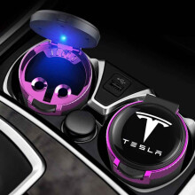 Car Ashtray with Lid for Tesla Model 3 20172026 Smokeless Seal LED Light Easy Clean Cup Holder Use