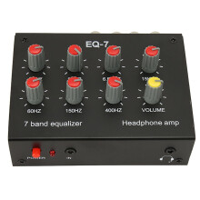 7 Band Car Audio Graphic Equalizer with Preamp, 2 Channel EQ, Adjustable Volume, 3.5mm AUX Input