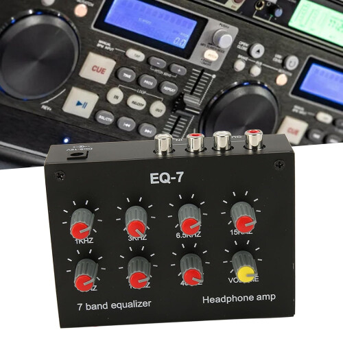 7 Band Car Audio Graphic Equalizer with Preamp, 2 Channel EQ, Adjustable Volume, 3.5mm AUX Input 1