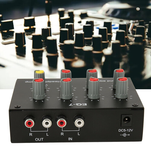 7 Band Car Audio Graphic Equalizer with Preamp, 2 Channel EQ, Adjustable Volume, 3.5mm AUX Input 2