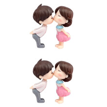 2 Pairs Decor Home Office Desk Decorations Wedding Centerpieces for Tables Cake DIY Ornaments Kiss Couple Decorate