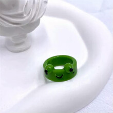 RSAMD Cute Smile Frog Rings For Women Girls Funny Cartoon Animal Rings Aesthetjo-Blue-