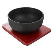 Cast Iron Noodle Bowl with HeatResistant Base Tray for Rice, Soup and Bibimbap