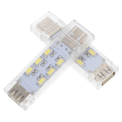 2 Pcs Laptop Computer USB Night Light LED Lamp Mini Table Lights Double Sided White Metal Student