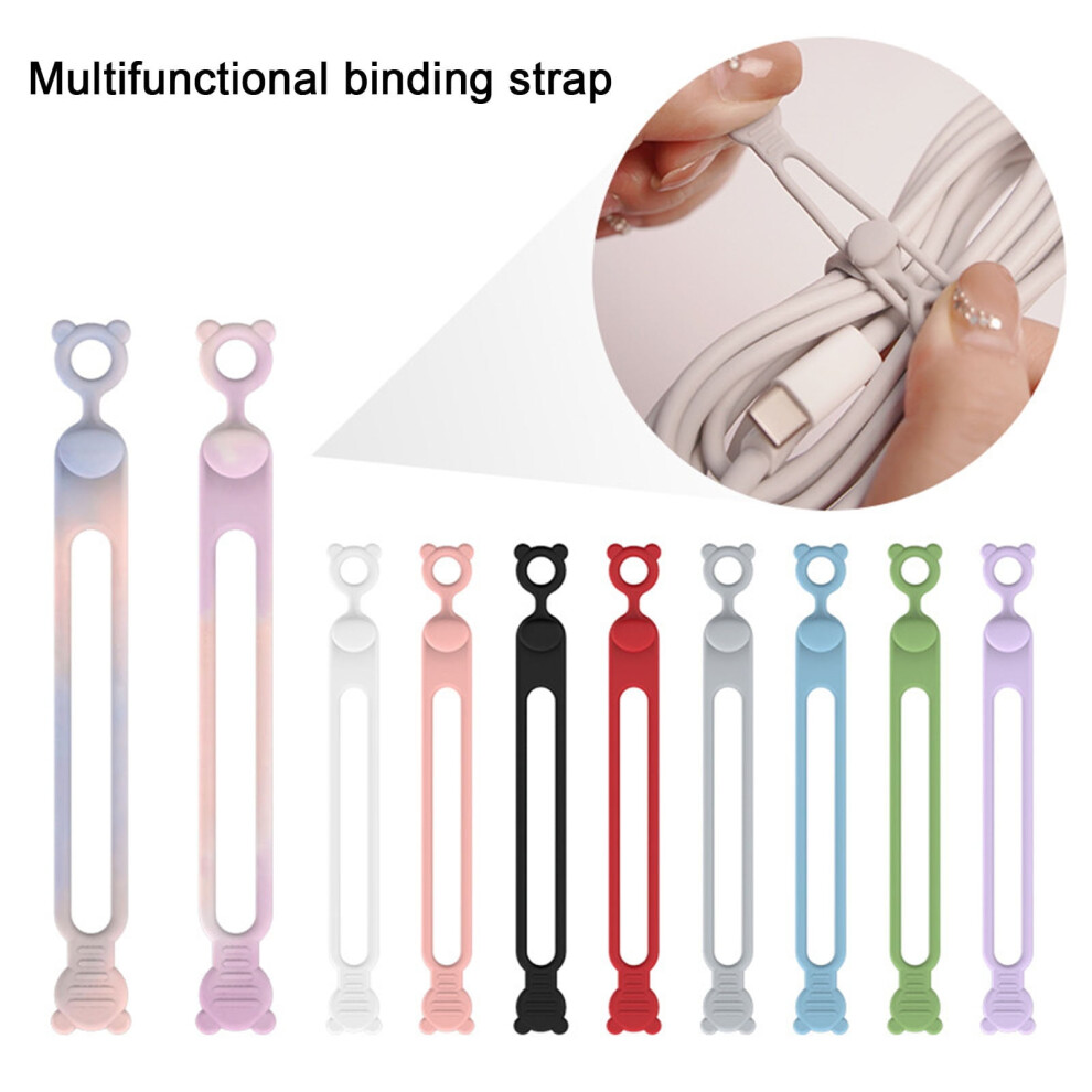 Susuchens 6Pcs Cable Ties Elastic Compact Size Charging Cable Organizer Reusable Cable Straps Clips Cable Management Tool Black 9377112358376