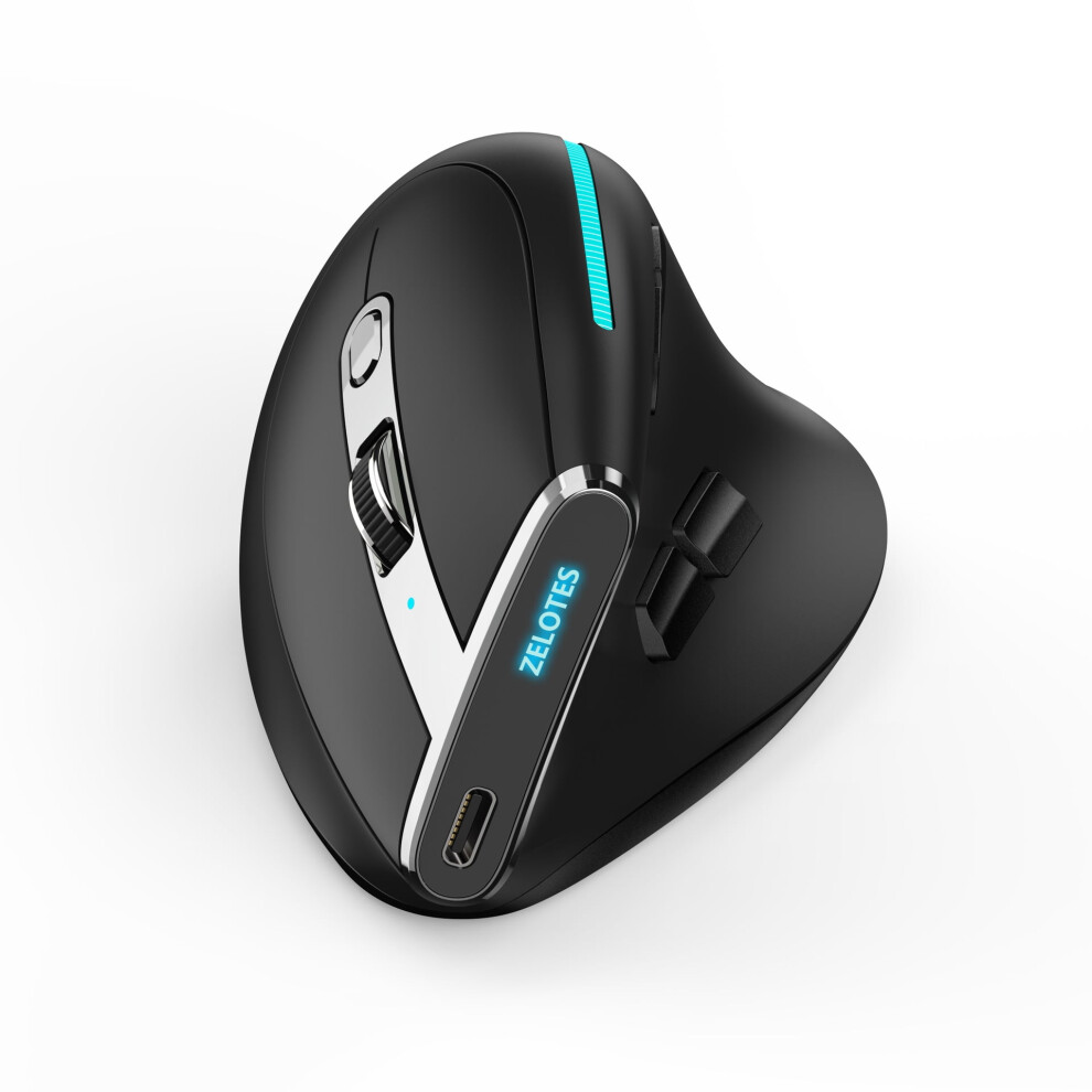 Zelotes Master F-36 Wireless Vertical 2.4G Bluetooth Mouse Rgb Programming 4800Dpi Gaming Mouse 9377112359021