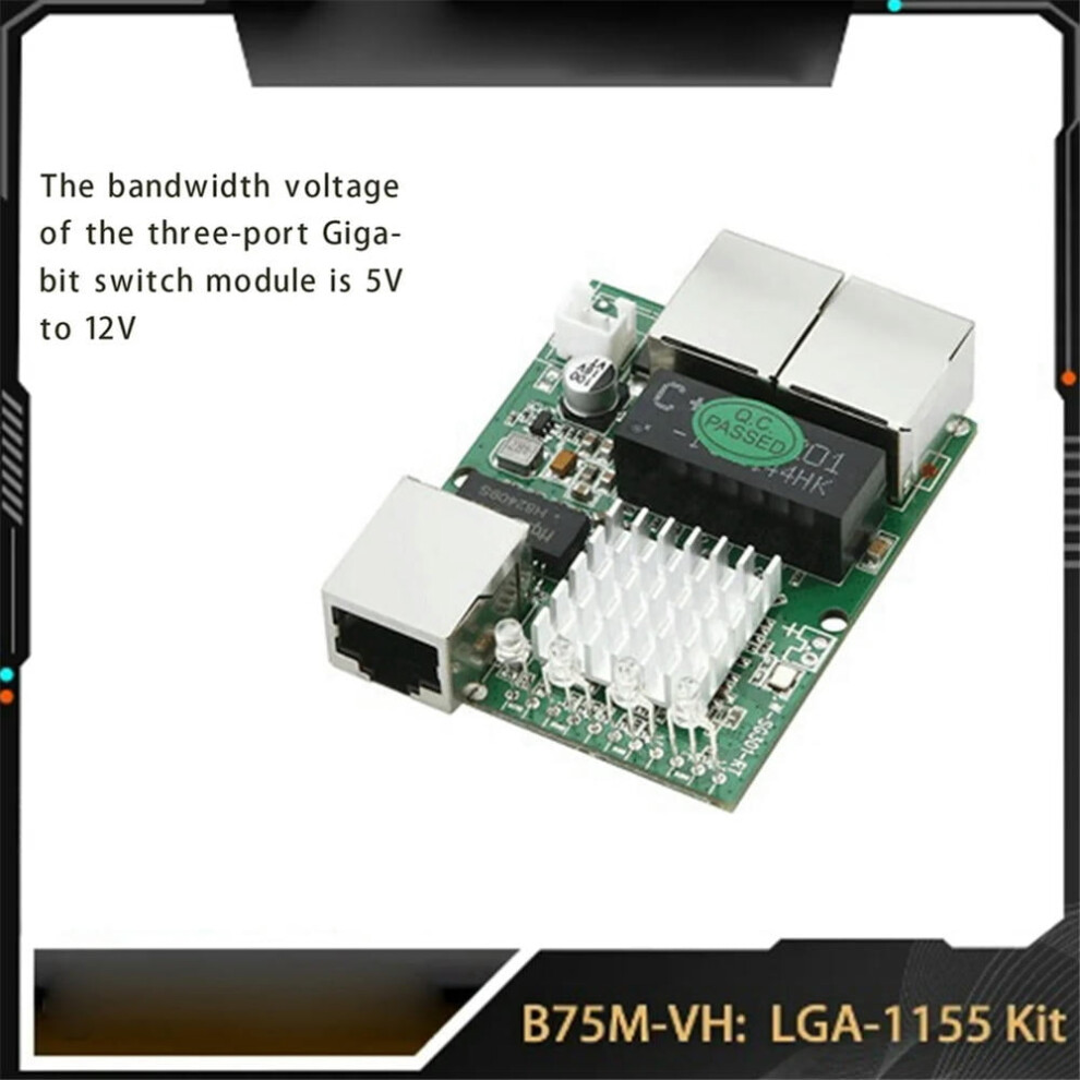 For Industrial-Grade Min Three-Port 1000M Gigabit Rj45 Standard Port Network Switch Module 5V-12V Powered Network Splitter 9377112359083