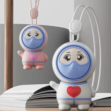 Hesroicy Portable Fan Silicone Lanyard 360 Degree Rotatable Face USB Rechargeable Mute Love Heart Angel Handheld Fan Outdoor Supplies