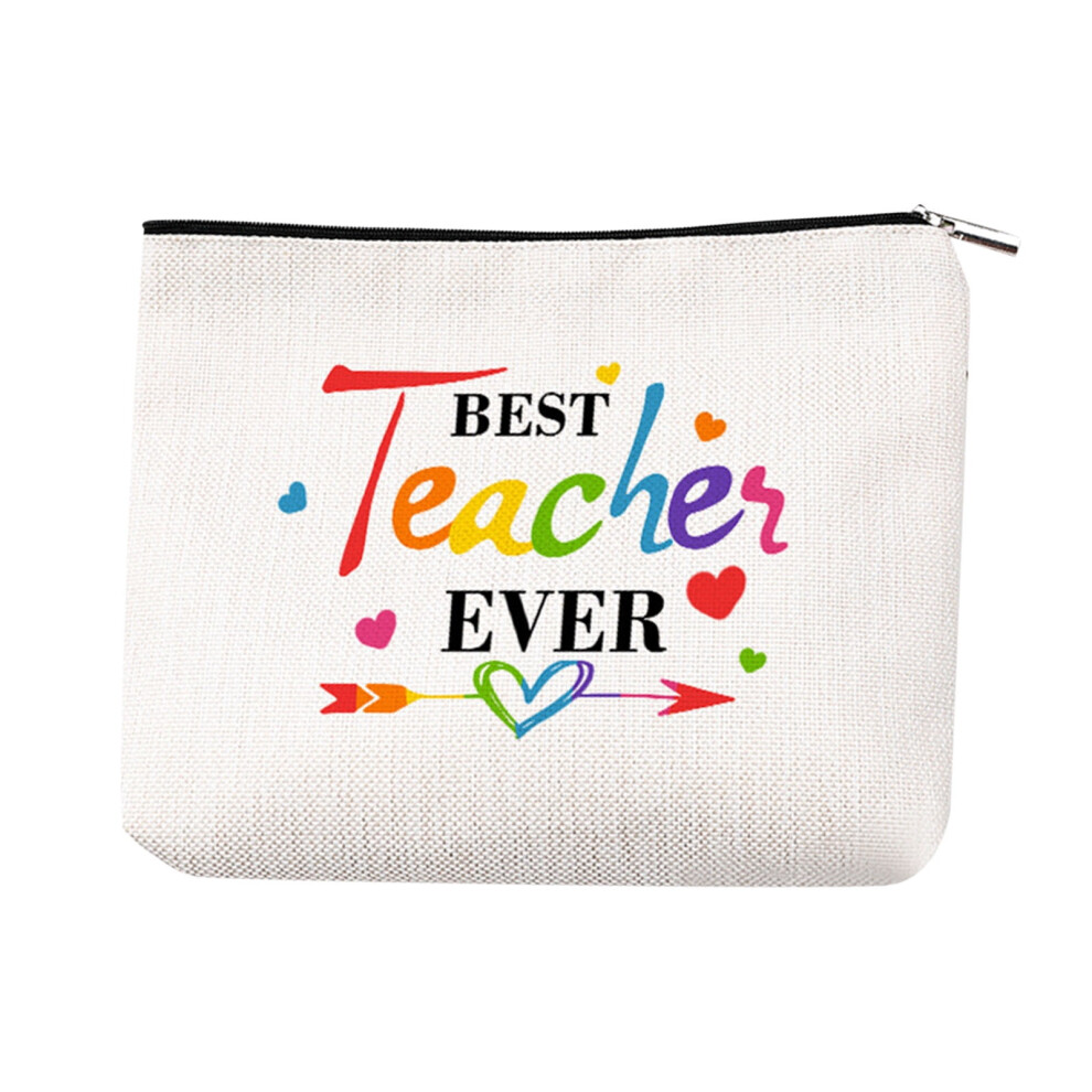 Federra Teacher Gifts Makeup Bags, Cosmetic Travel Case with Zipper, 2 Unique Designs, Teacher Appreciation Gift, 9.84 x 6.69 Inch