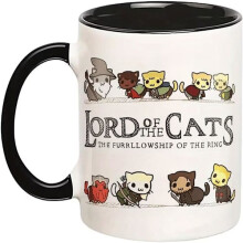 Lord Of The Cats Mug, The Furrllowship Of The Ring, 11oz Funny Cat Coffee Cup, Ceramic Tea Cup for Cat Lovers, Style 1