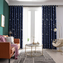 Nursery Blackout Curtains Star & Galaxy Theme, Room Darkening Grommet Drapes for Kids Bedroom, NavyBlue 100*200cm
