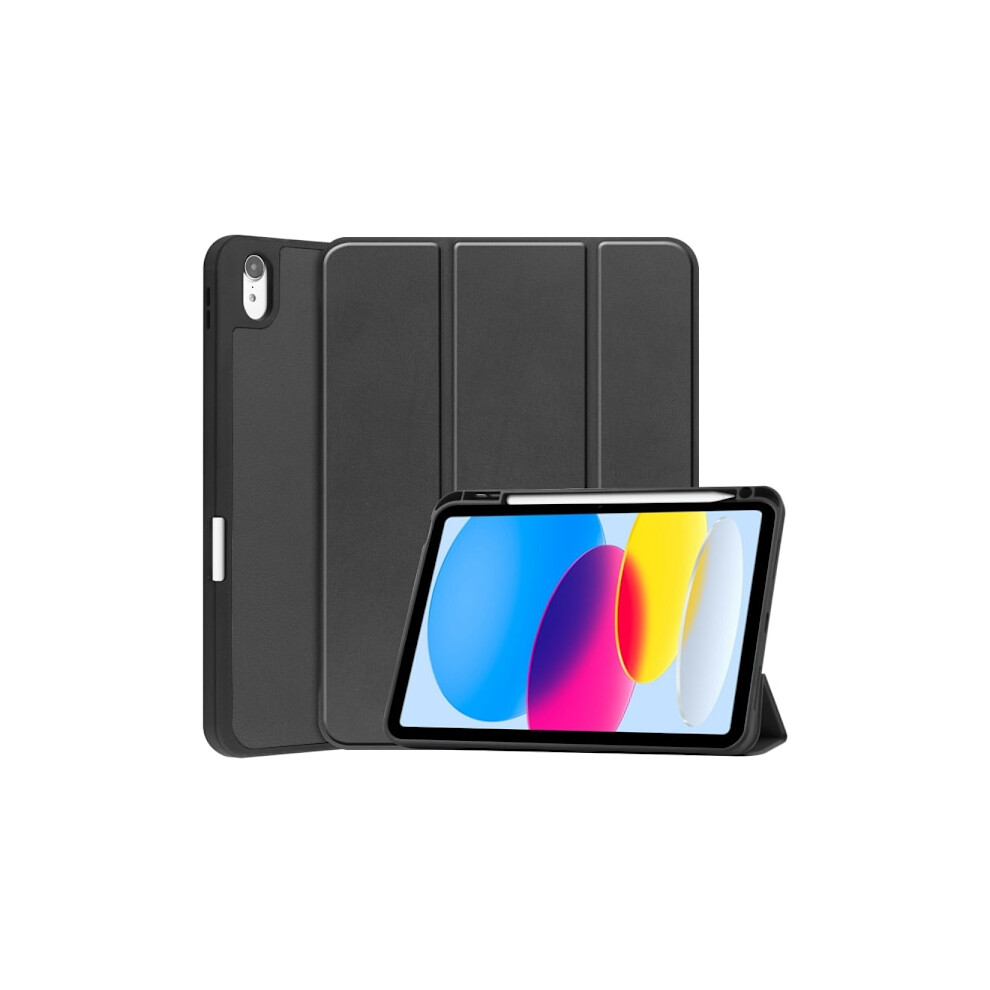 Compatible With Ipad 10.9 10Th Gen (2022) Case Tri-Fold With Pencil Holder Black 9085618720657