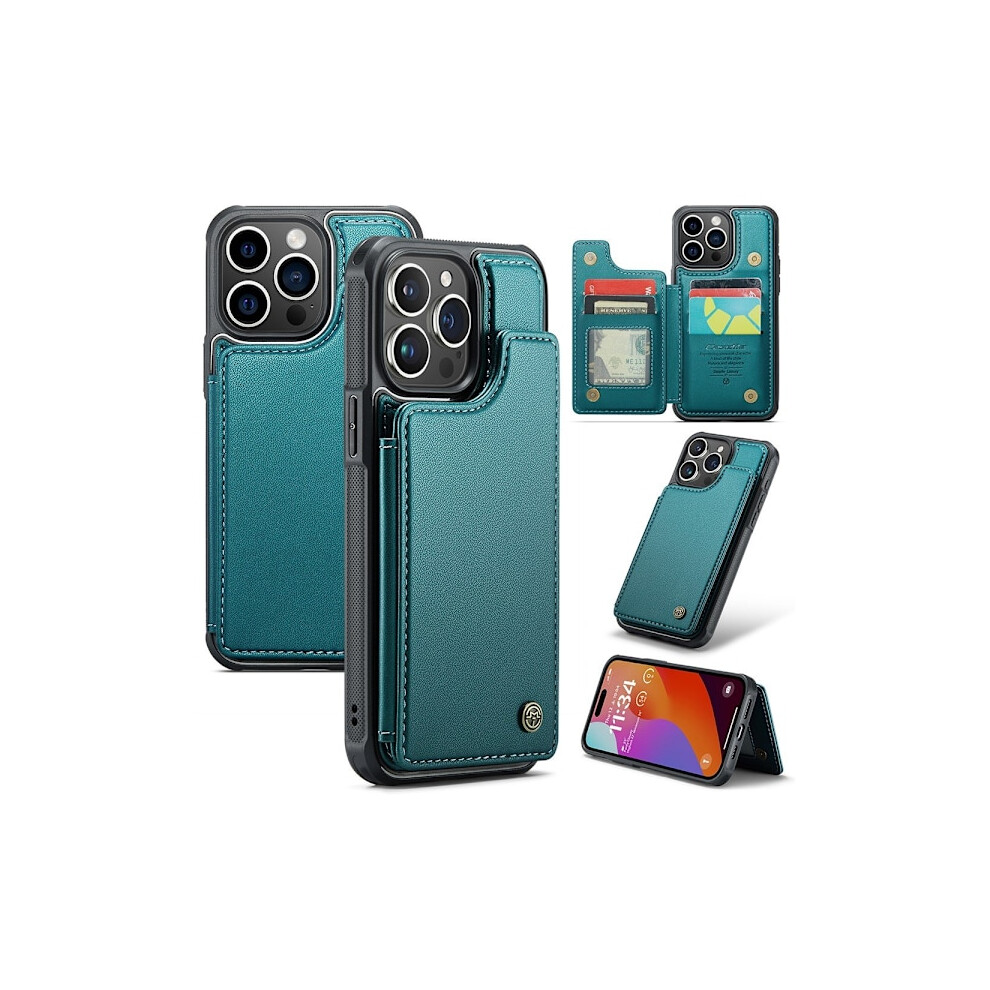 Caseme Compatible With Iphone 15 Pro Max Case Rfid Kickstand Wallet Green 9085618720602