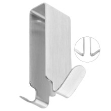 Double Hooks for Glass Shower Door, Stainless Steel Towel Hanger, No Drilling, Easy Install, Silver, 7x2.6cm, Compatible with 0.31-0.59in Thick