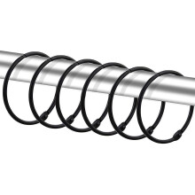 12 Pcs Black Metal Shower Curtain Rings, Oval Snap Hooks Rust Proof, Glide Smoothly for Shower Curtain Rod