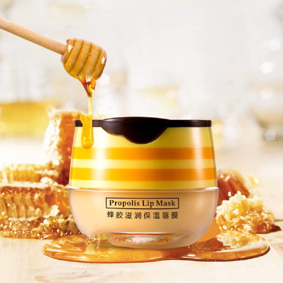 Honey Lip Balm with Propolis, Moisturizing Lip Mask for Dry Cracked Lips, Overnight Lip Treatment