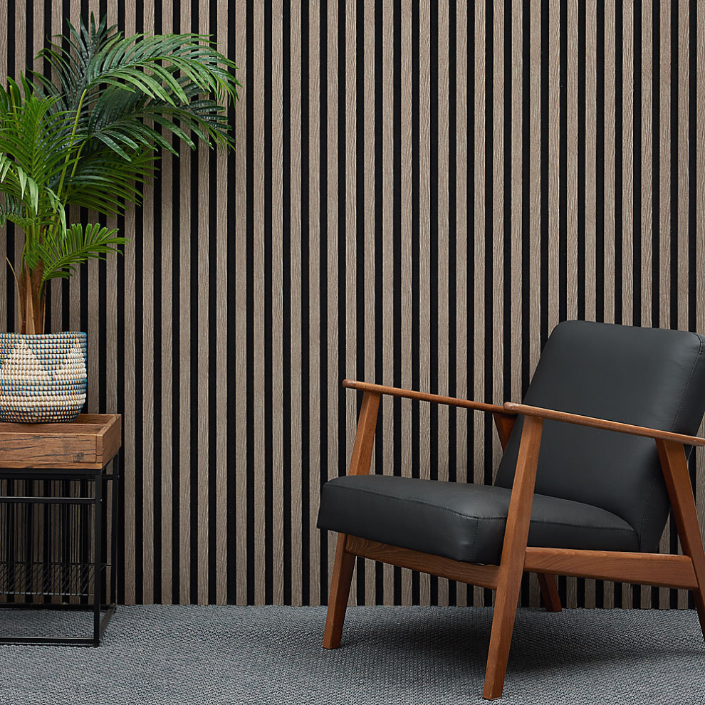 Acoustic Slat Wall Panel Dark Oak Pack Of 4 Panels 7426775863542