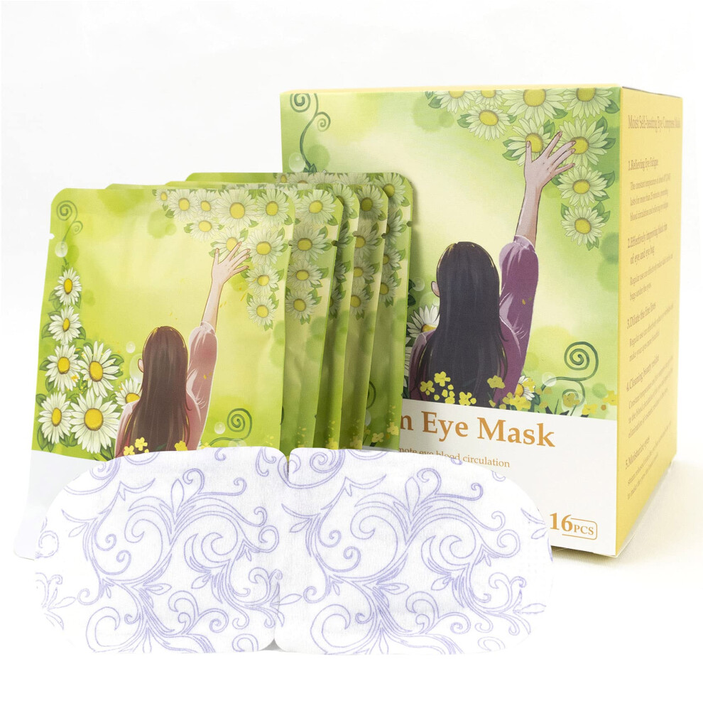 16 Pack Steam Eye Mask Self Heating for Dry Eyes Relief, Sleeping and Eye Strain, Chamomile