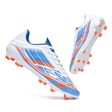 (DF002C-bailan, 36) FG/AG Studs Breathable Football Shoes, All-Season Anti-Slip for Training & Competition