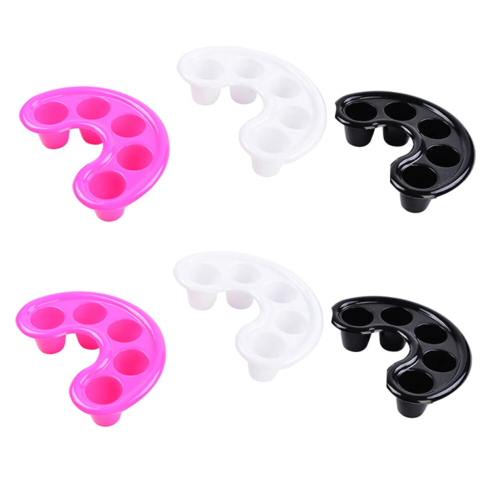 White 6Pcs Manicure Soak Bowl Set For Acrylic Nail Removal And Cuticle Softening Home Salon Use Rosy