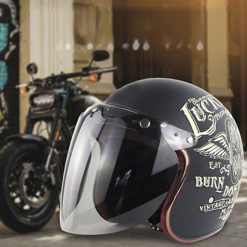 (As show, Light tea) Motor Open Face Helmet Visor 3-snap Design for Scratch Resistant UV Protected 2